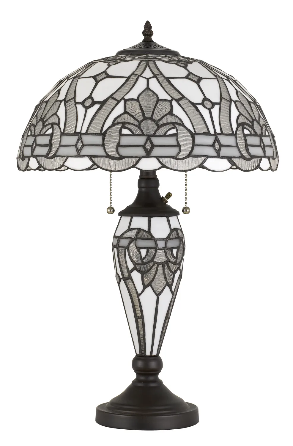 Tiffany Three Light Table Lamp in Black