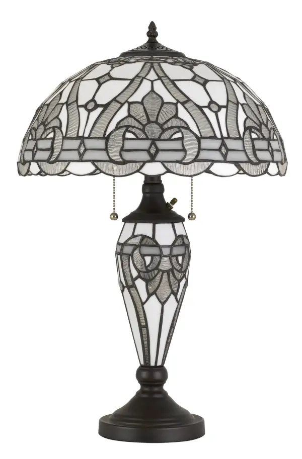 Tiffany Three Light Table Lamp in Black