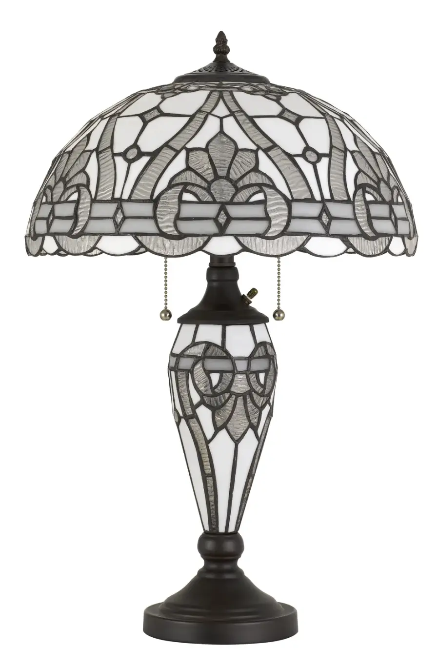 Tiffany Three Light Table Lamp in Black