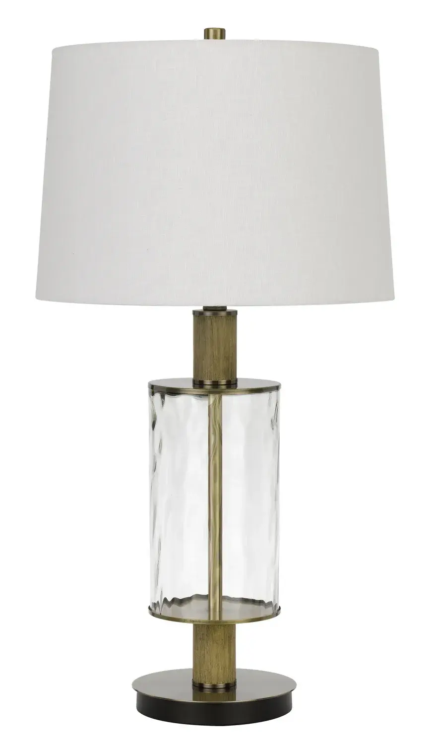 Sophisticated Glass & Oak Table Lamp with Natural Elegance