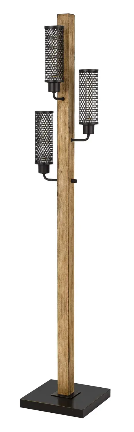 Lenox Three Light Floor Lamp in Light Oak