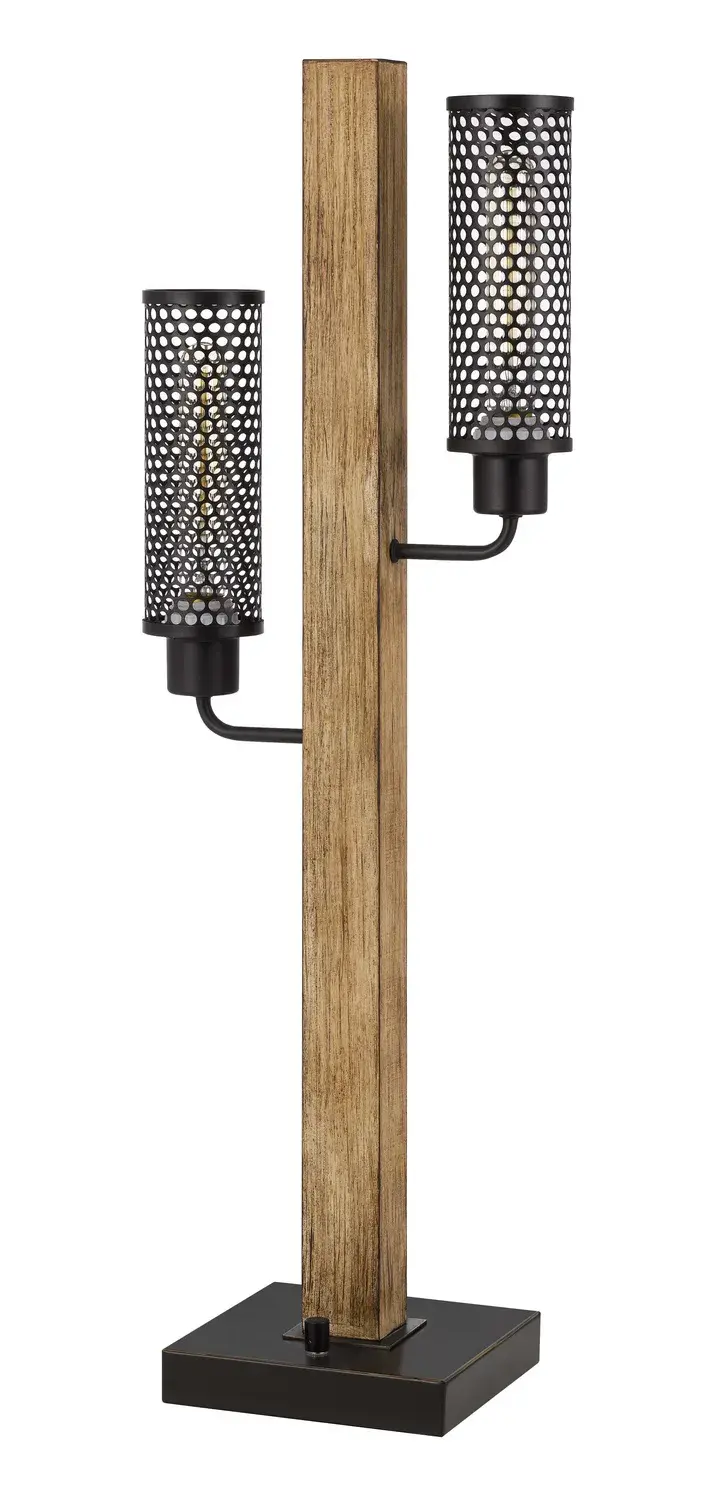 Lenox Two Light Table Lamp in Light Oak