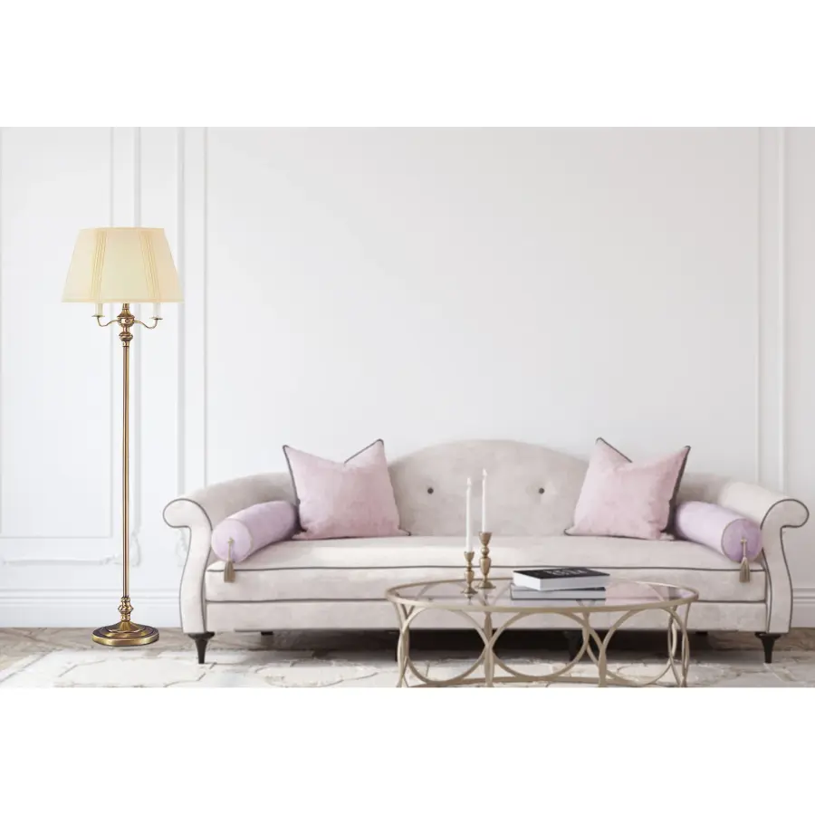 150W 6-Way Floor Lamp in Antique Brass - Image 2