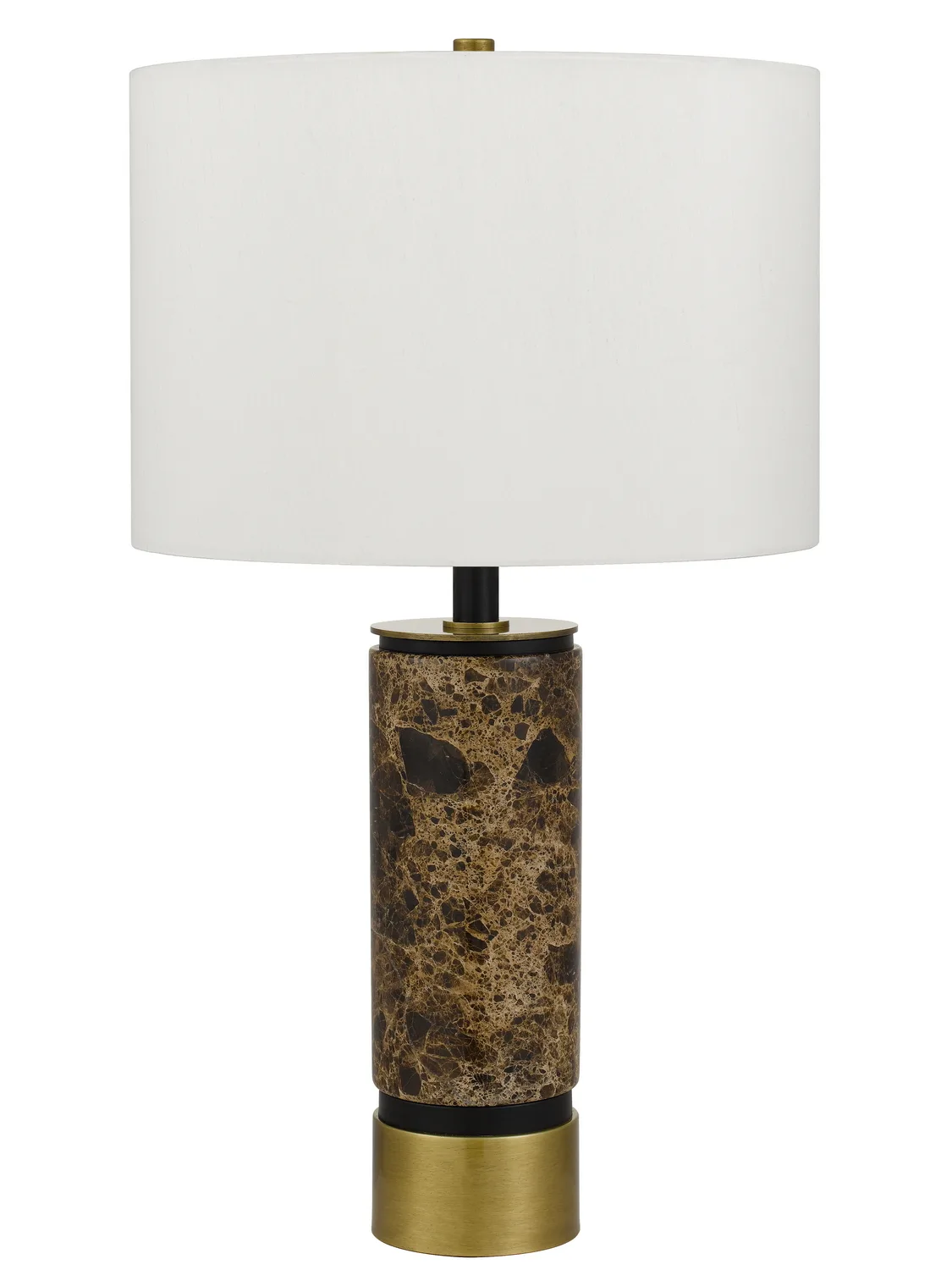 Salford One Light Table Lamp in Antique Brass with Black Marble