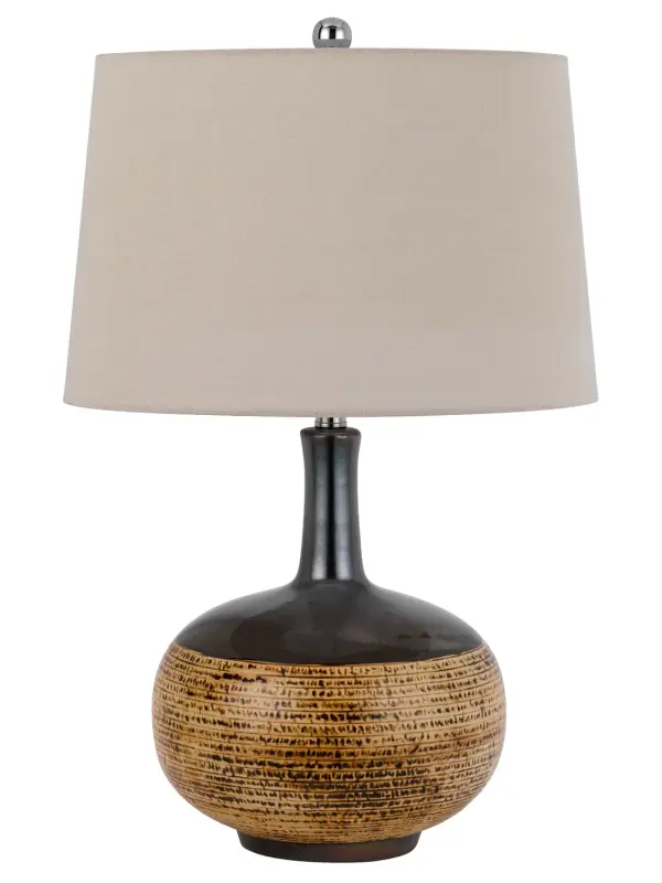 Earthy Elegance: Artisan-Inspired Table Lamp with Bold Two-Tone Design