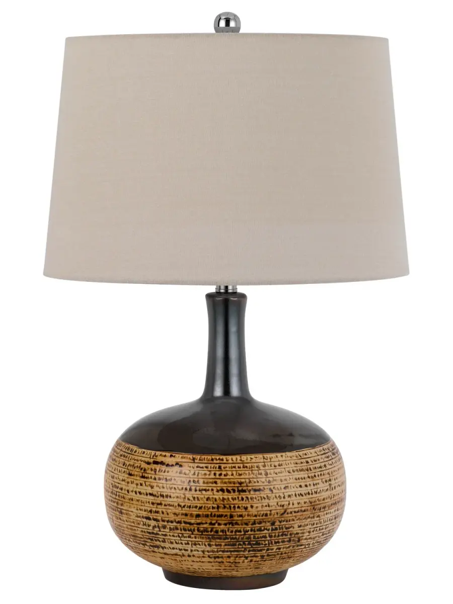 Earthy Elegance: Artisan-Inspired Table Lamp with Bold Two-Tone Design