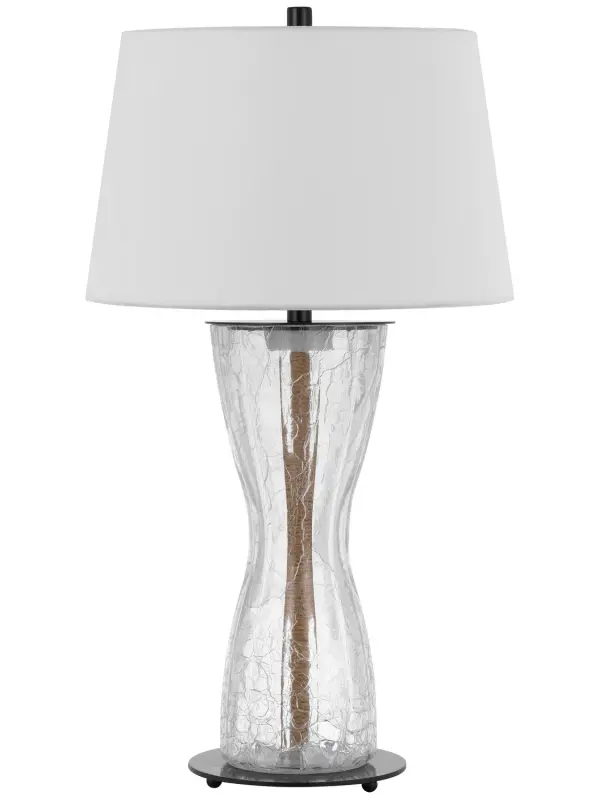 Elegant Crackle Glass Table Lamp with Dual Light Sources