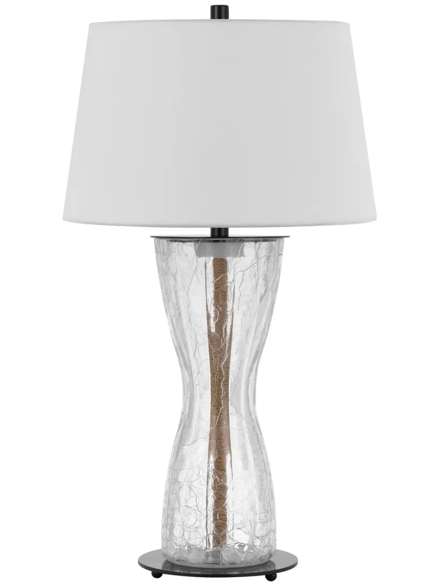 Elegant Crackle Glass Table Lamp with Dual Light Sources