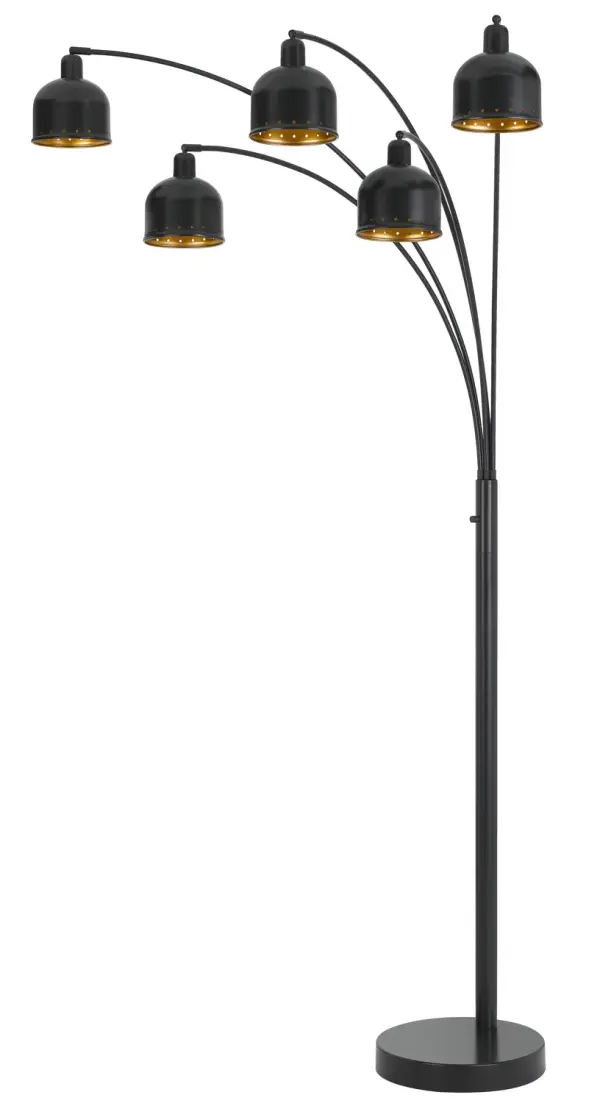 The Lovett floor lamp makes a bold statement with five adjustable lights spanning 43 inches, perfect for illuminating large spaces. Its dark bronze finish adds sophisticated industrial charm to transitional interiors.