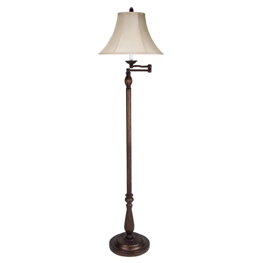 150W 3-Way Swing Arm Floor Lamp in Antique Rust - Image 1