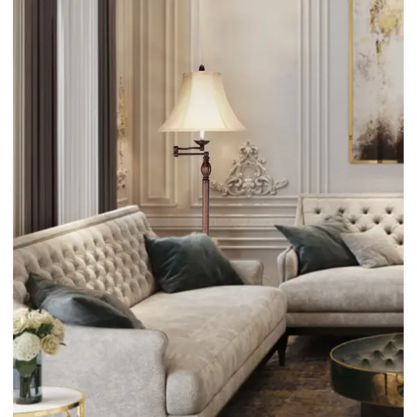 150W 3-Way Swing Arm Floor Lamp in Antique Rust - Image 2