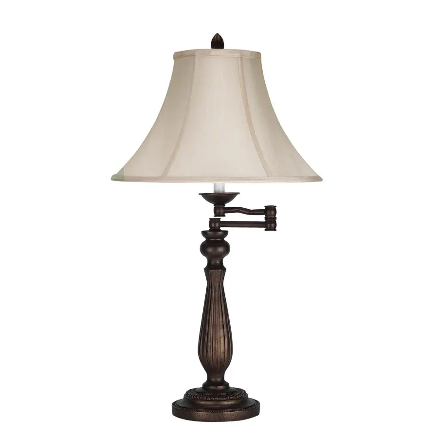 150W 3-Way Swing Arm Table Lamp in Antique Rust - Image 1
