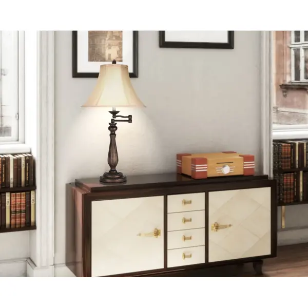 150W 3-Way Swing Arm Table Lamp in Antique Rust - Image 3