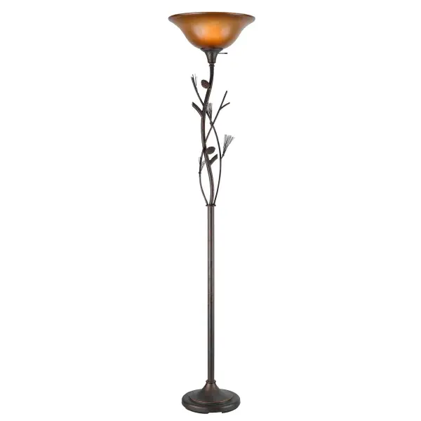 This 72-inch torchiere combines rustic iron construction with a decorative pinecone motif and glass shade. The 3-way switch offers flexible lighting control up to 150W, making it ideal for ambient room lighting.