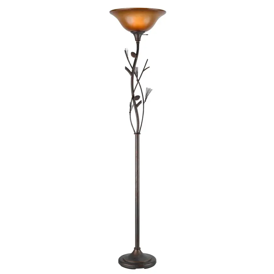 Pinecone Torchiere Floor Lamp with Glass Shade - Image 1