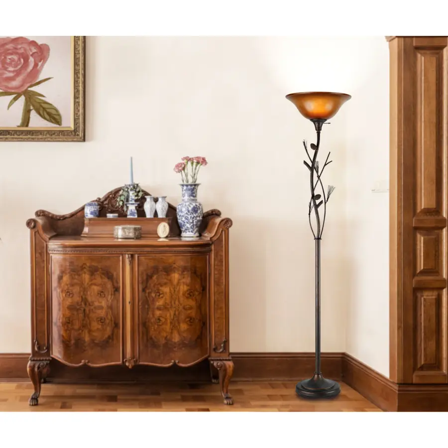 Pinecone Torchiere Floor Lamp with Glass Shade - Image 2