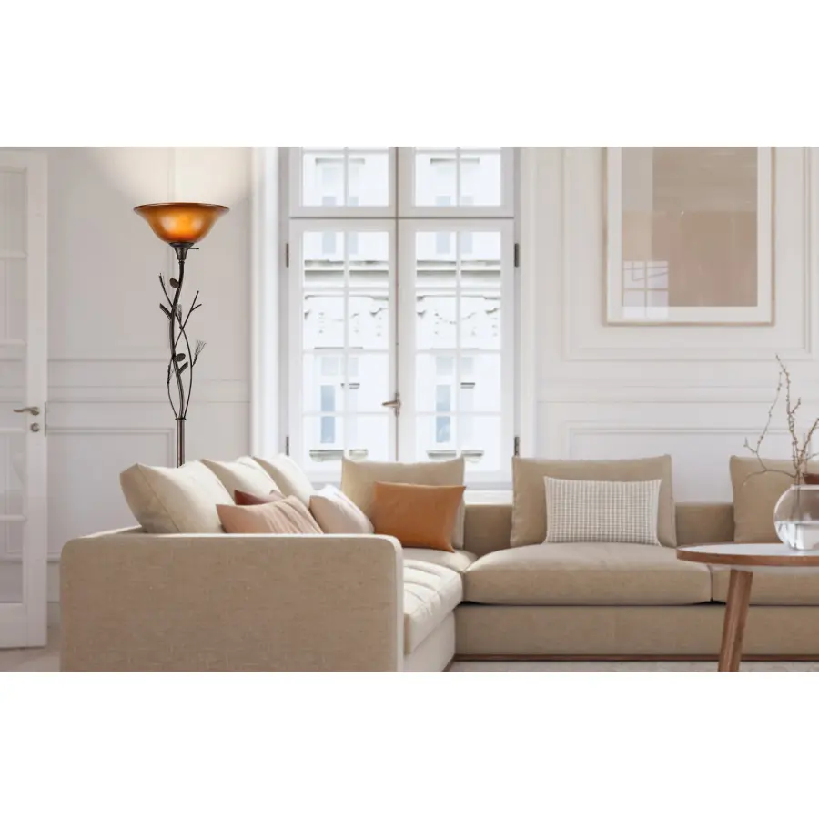 Pinecone Torchiere Floor Lamp with Glass Shade - Image 3