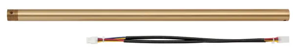 The Arroyo extension rod offers a stylish two-tone finish combining antique brass and black, perfect for customizing pendant light heights in spaces with higher ceilings or where additional drop is desired.