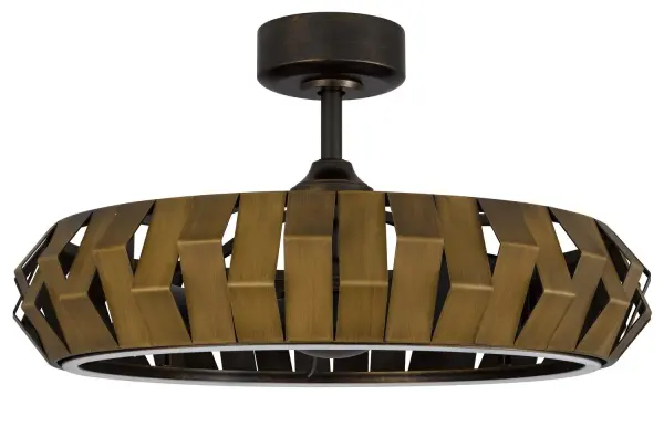 The Hilo ceiling fan combines functional airflow with transitional styling. Its bronze patina finish adds warmth and character to any space while providing efficient cooling with 30W energy consumption.