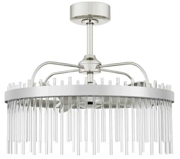 The Anzio LED Fandelier merges contemporary style with practical functionality, featuring integrated LED lighting and a sleek chrome finish. Perfect for spaces needing both ambient light and air circulation.