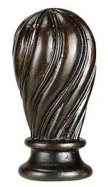 This medium brown wood finial adds a refined finishing touch to table and floor lamps. Its traditional design and warm wood tone complement classic and transitional interiors with timeless appeal.