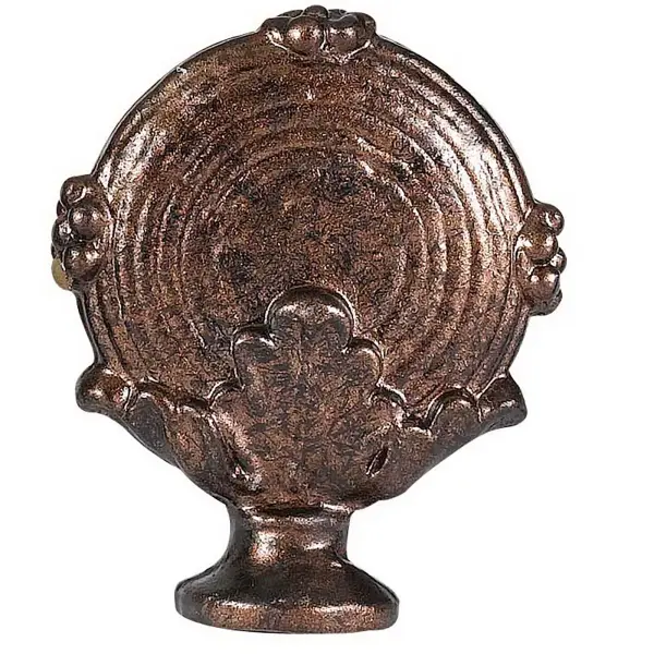Durable metal cast finial with rust finish adds a classic decorative touch to table and floor lamps. Fits standard size harps with no assembly required. Compact 2.38" design complements traditional and rustic decor.