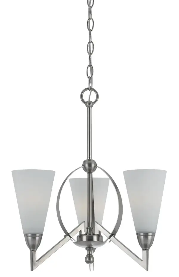 The Canroe 3-Light Chandelier offers a sleek, contemporary aesthetic with its brushed steel finish. At 18 inches wide, it's perfectly sized for smaller dining areas, breakfast nooks, or intimate spaces requiring focused lighting.