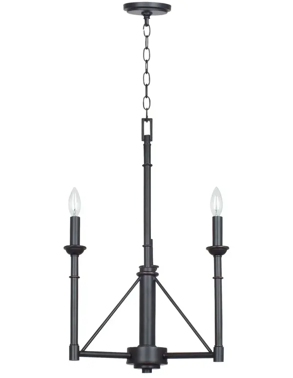The Monclovia 3-Light Chandelier brings authentic industrial style with its bronze finish and compact 25-inch span. Perfect for medium-sized dining areas or kitchen islands, it delivers focused illumination with rustic character.