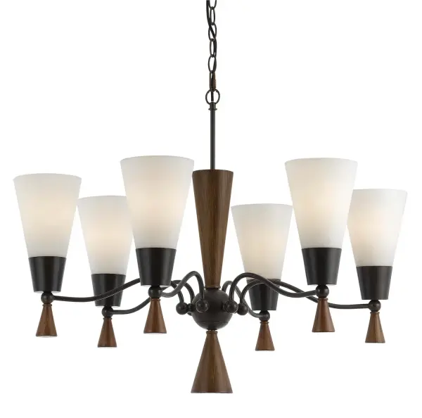 The Verona chandelier brings traditional elegance with its mahogany finish and six-light configuration. At 28 inches wide, it's perfectly sized for medium dining rooms and foyers, offering warm ambient lighting with classic styling.