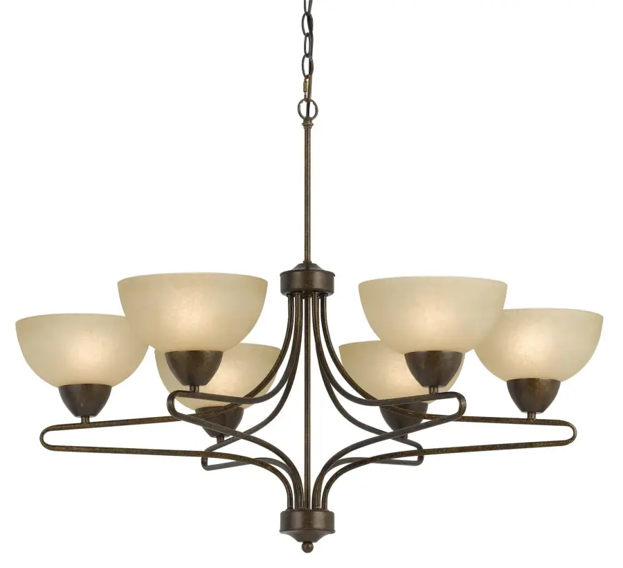 Romano Six Light Chandelier in Rust