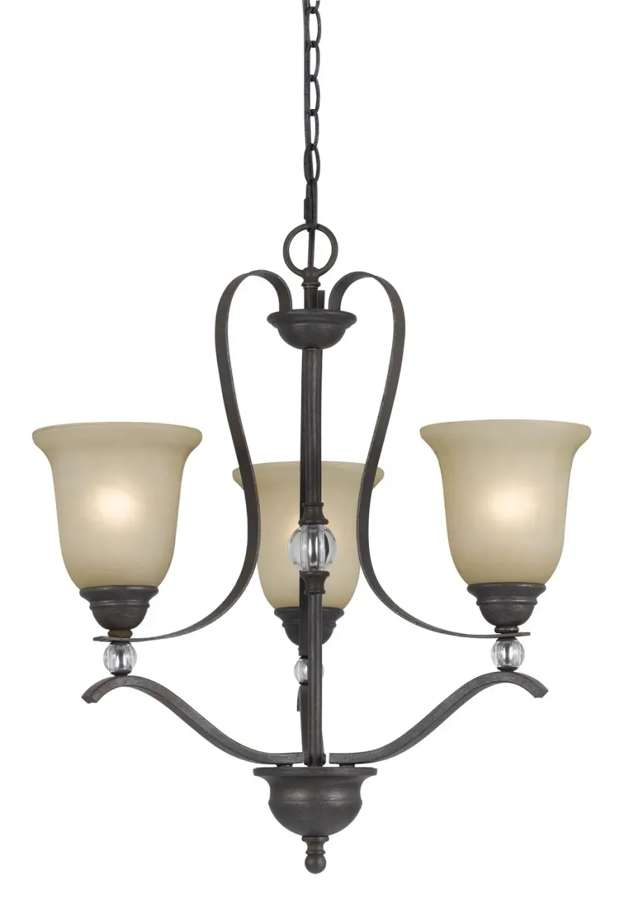Riverton Three Light Chandelier in Dark Bronze