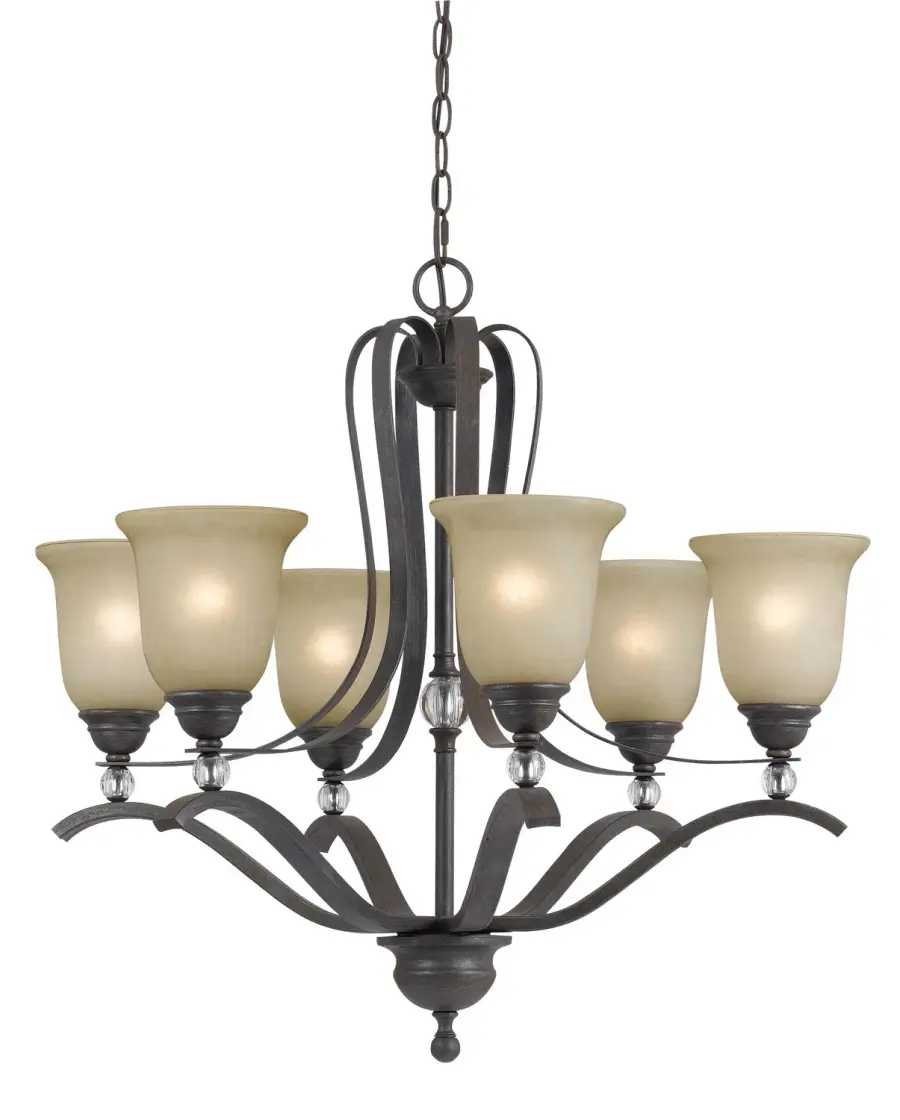 Riverton Six Light Chandelier in Dark Bronze