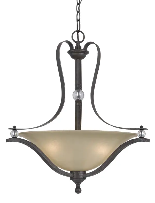 The Riverton pendant combines transitional styling with industrial charm, featuring a dark bronze finish that complements both traditional and contemporary spaces. Its three-light configuration provides ample illumination.