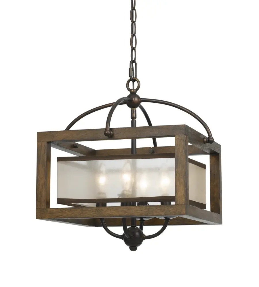 Semi Flush Four Light Pendant in Dark Bronze