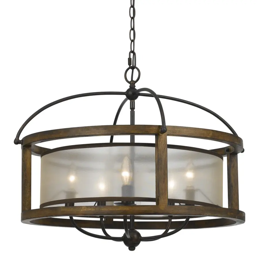 Round Five Light Chandelier in Dark Bronze