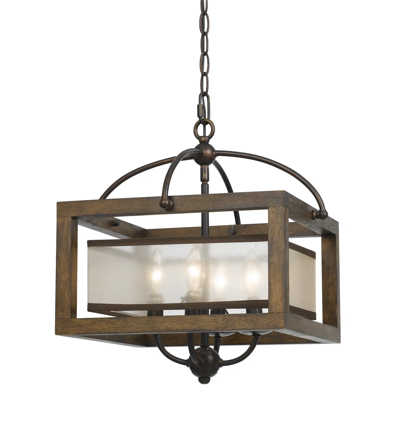 Semi Flush Four Light Pendant in Dark Bronze