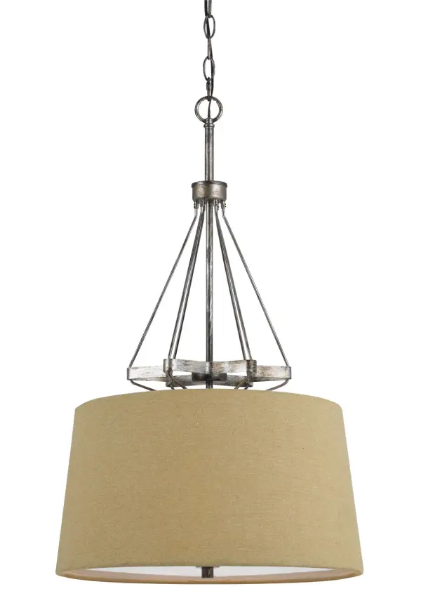 The Cresco pendant brings industrial sophistication with its textured steel finish and three-light configuration. At 20 inches wide, it makes a commanding presence perfect for dining areas and kitchen islands.