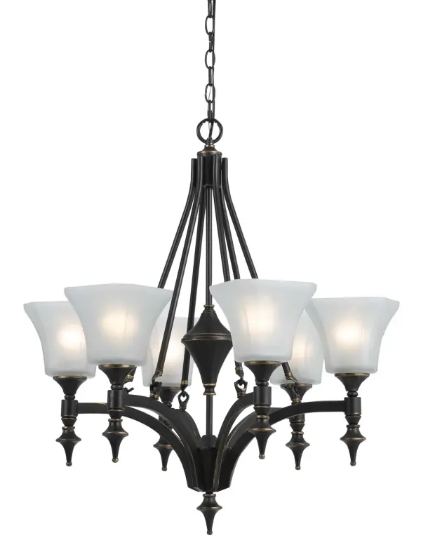 The Rockwood chandelier brings warmth and character with its dark bronze finish and six-light configuration. Perfect for creating an inviting ambiance in dining spaces and entryways with rustic or farmhouse aesthetics.