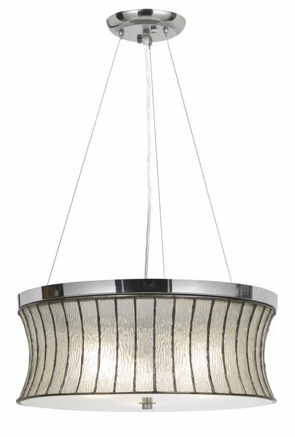 This three-light pendant combines timeless chrome finish with contemporary styling, offering bright illumination for dining and living spaces. The 18-inch width provides substantial presence without overwhelming.