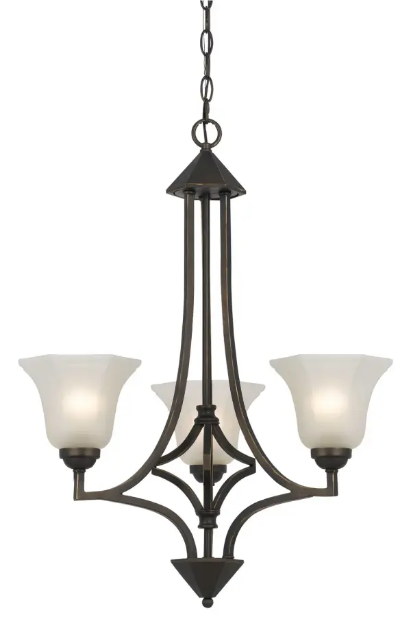 METAL Three Light Chandelier in Dark Bronze
