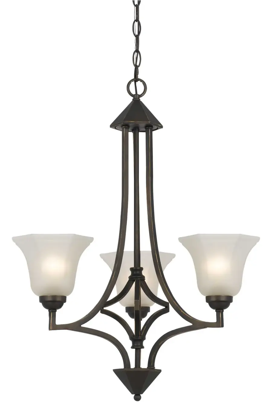 METAL Three Light Chandelier in Dark Bronze