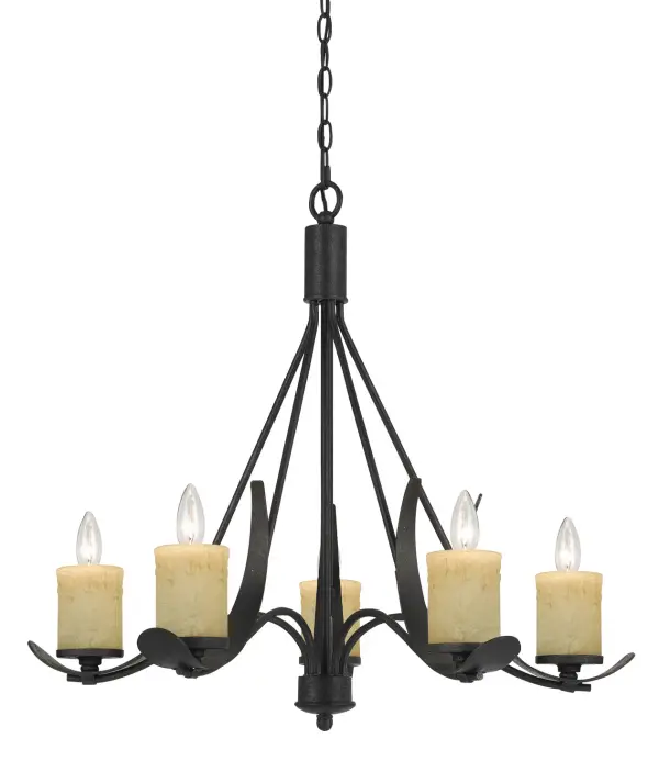 The MORELIS chandelier delivers bold industrial style with its Black Smith finish and five-light configuration. At 28 inches wide, it's perfectly sized for medium dining spaces and kitchen islands, offering substantial presence without overwhelming the room.