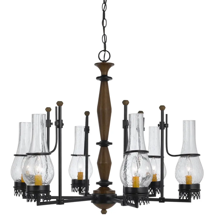 Trenton 6-Light Chandelier in Metal and Wood