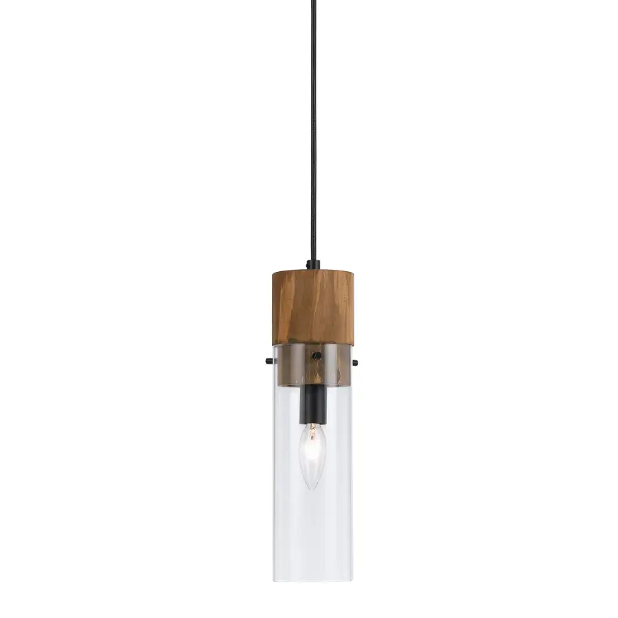 60W Spheroid Glass Pendant in Dark Bronze Wood - Image 1