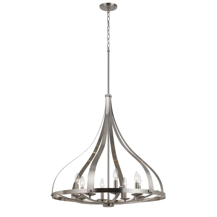 Meridian 8-Light Chandelier in Brushed Steel - Image 1