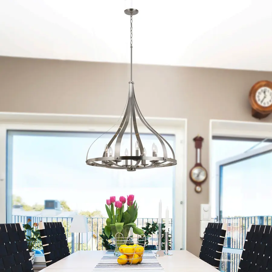 Meridian 8-Light Chandelier in Brushed Steel - Image 2