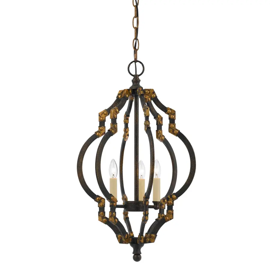 Compact Industrial Pendant with Warm Antique Gold Finish - Image 1