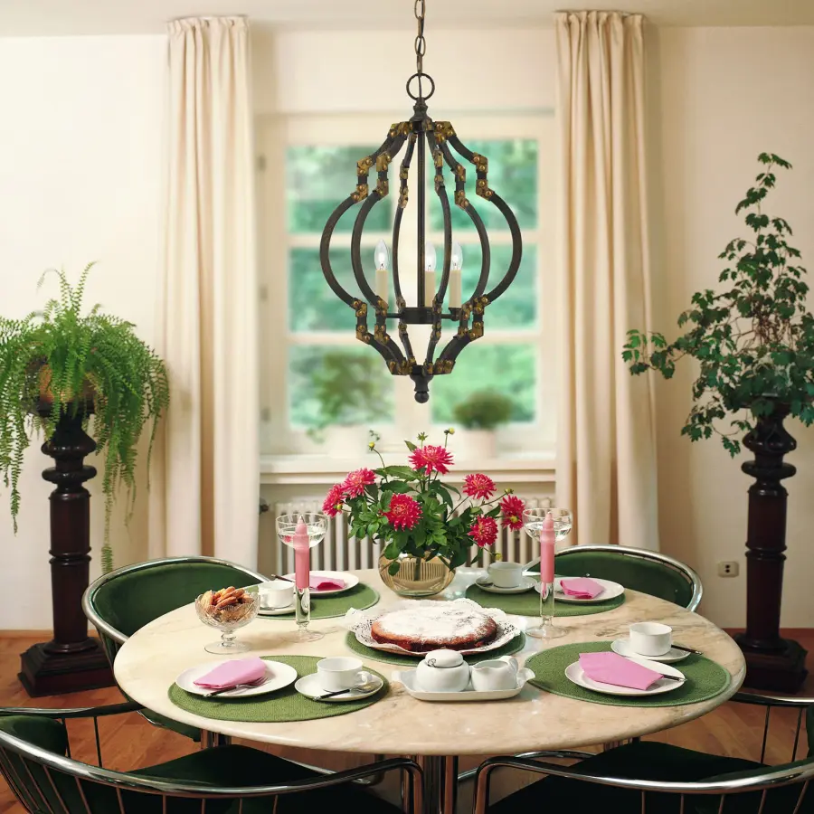 Compact Industrial Pendant with Warm Antique Gold Finish - Image 2