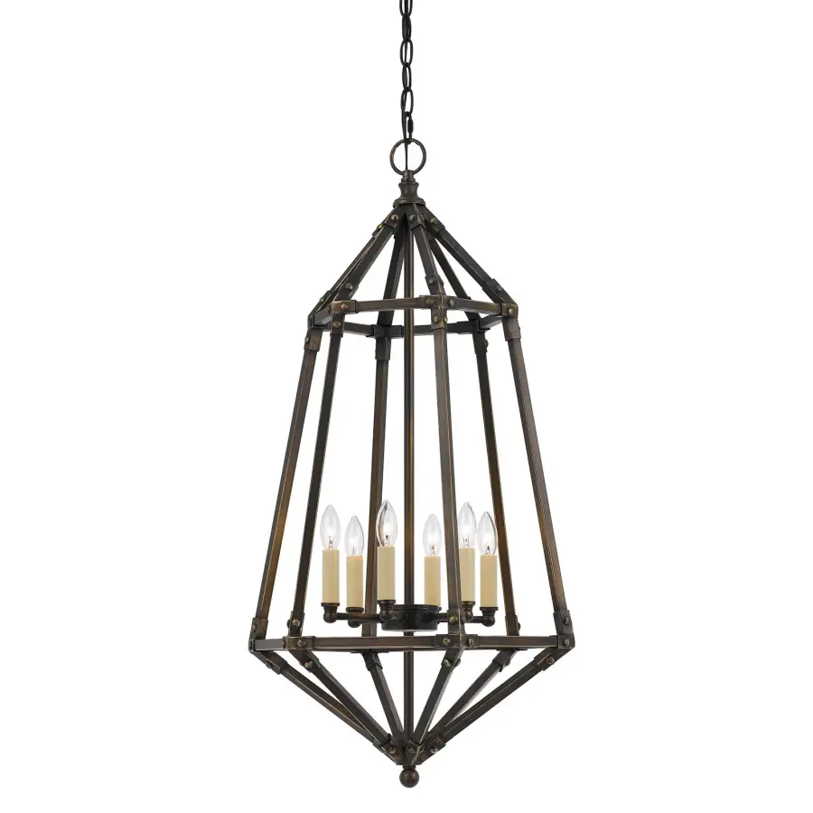 Denmark 6-Light Metal Pendant in Dark Bronze - Image 1