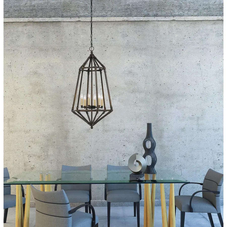 Denmark 6-Light Metal Pendant in Dark Bronze - Image 2